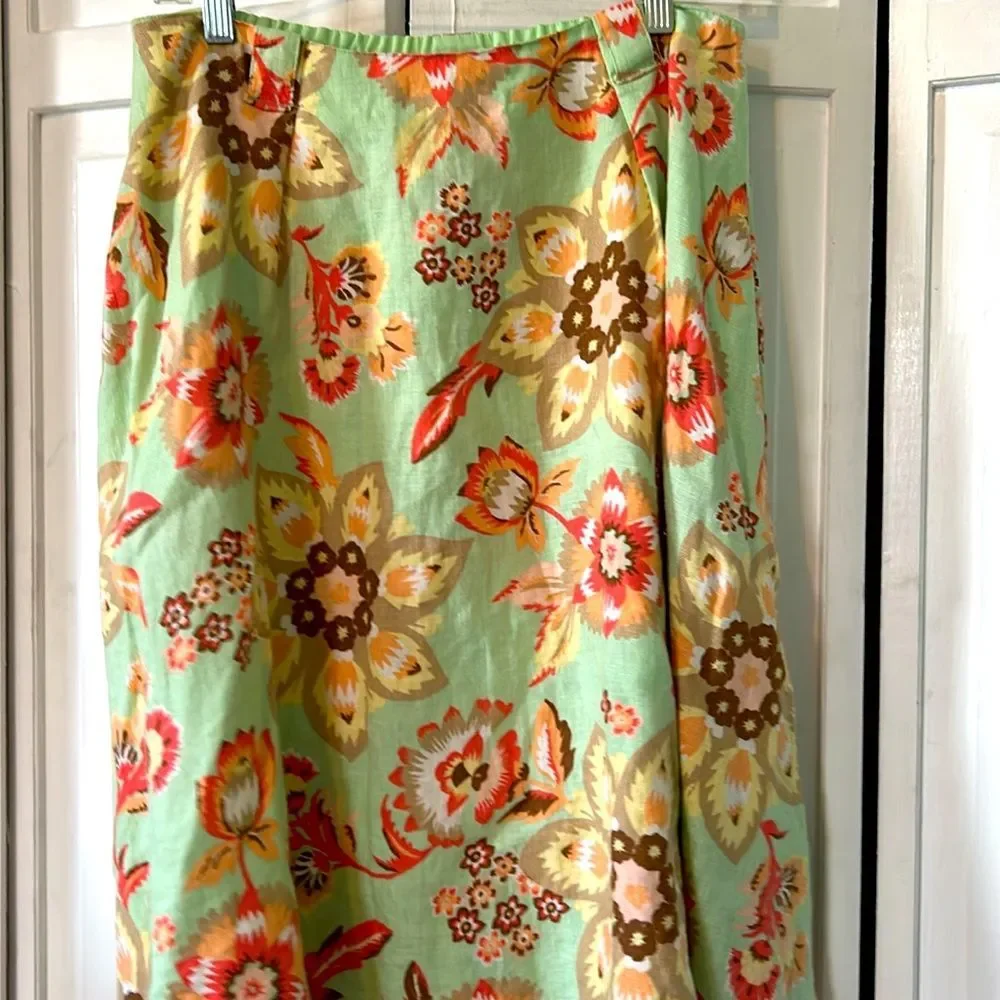J.Jill Linen floral a-line skirt - Size LP